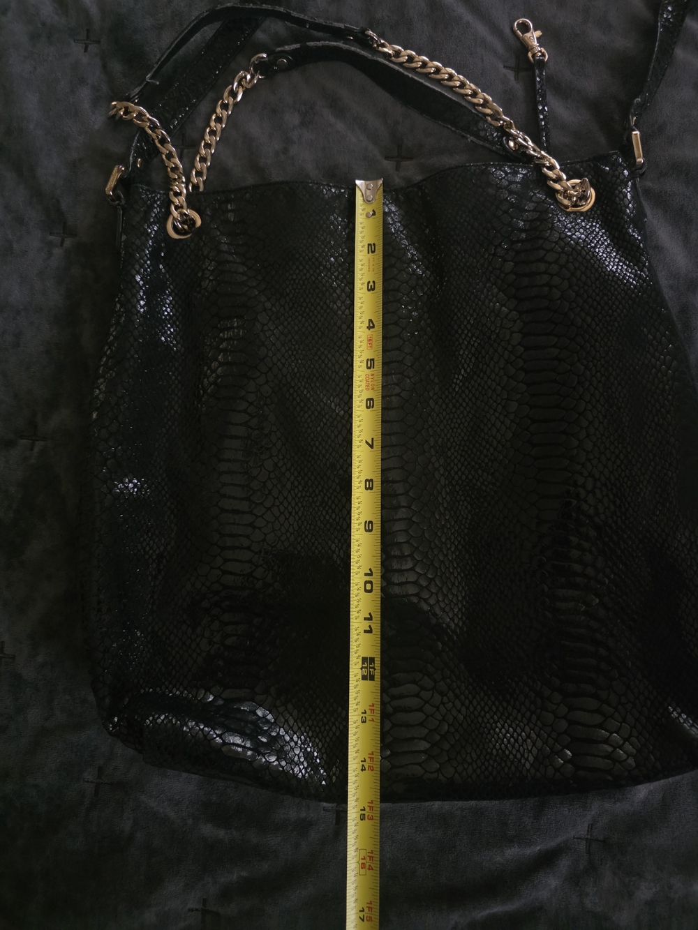 Michael Kors Black Faux-Snake Chain-Handle Women's Shoulder Bag - Picture 13 of 15